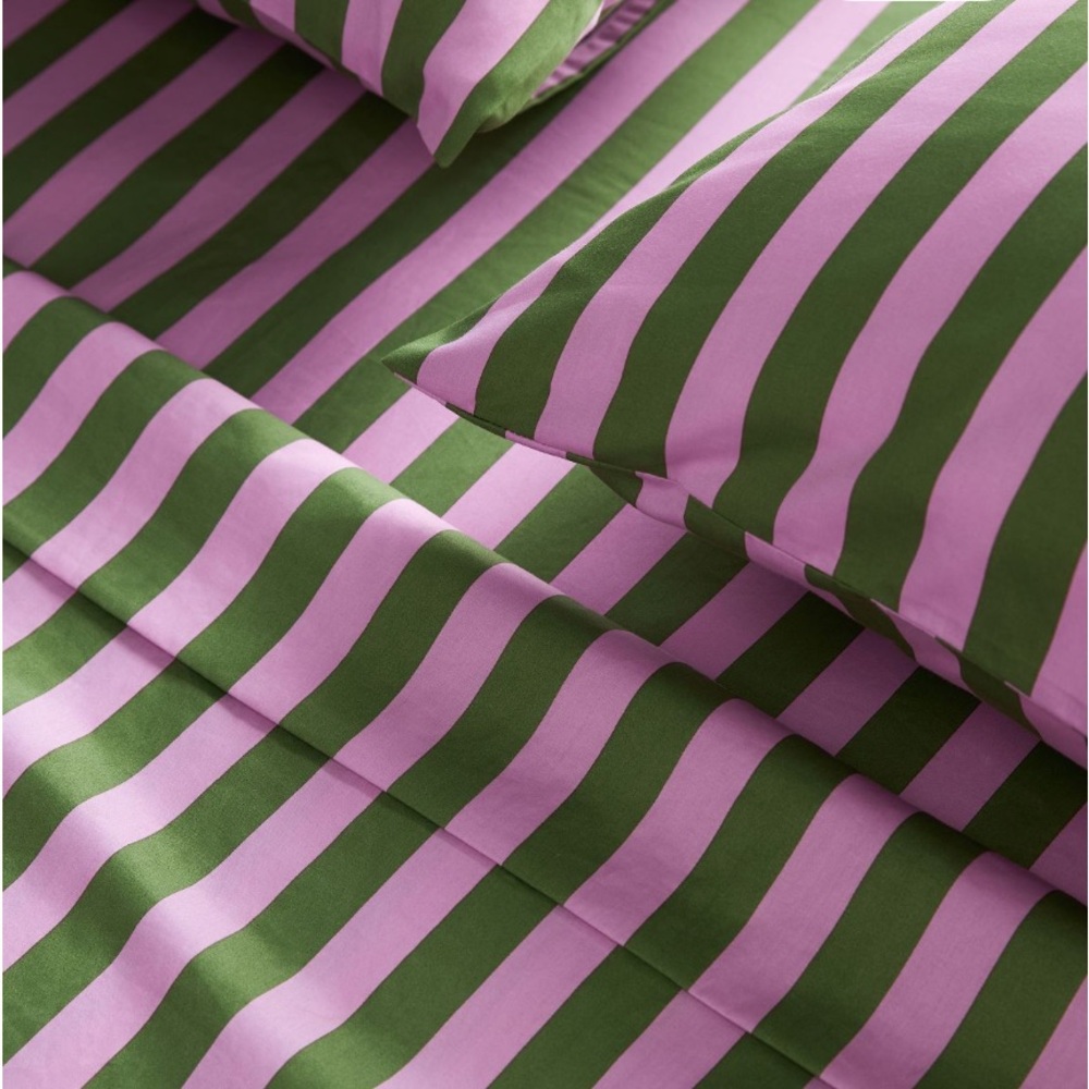 Maeve by Anthropologie Organic Cotton Sateen printed striped sheet set